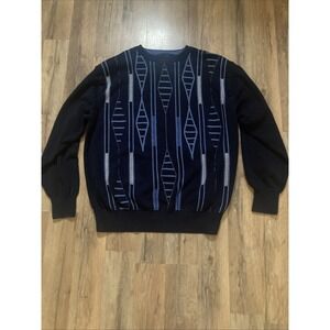 F/X Fusion Mens XXL Heavy Geometric Crewneck Sweater VTG Retro 90s
